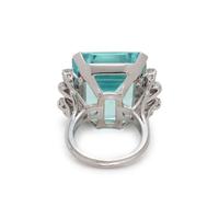 AQUAMARINE AND DIAMOND RING