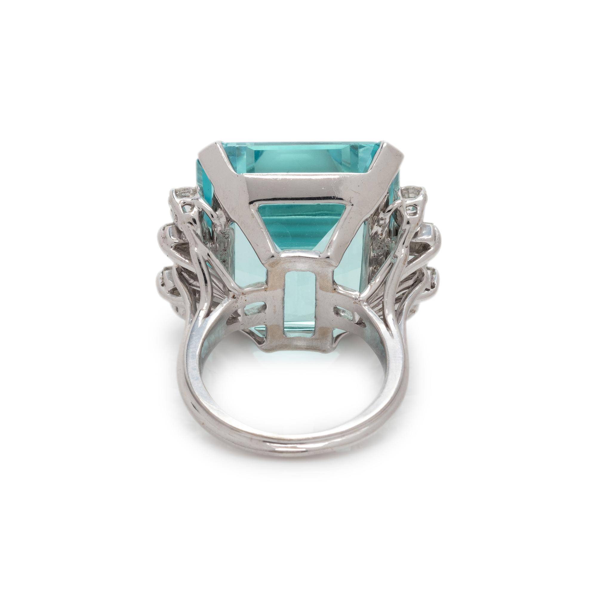 AQUAMARINE AND DIAMOND RING