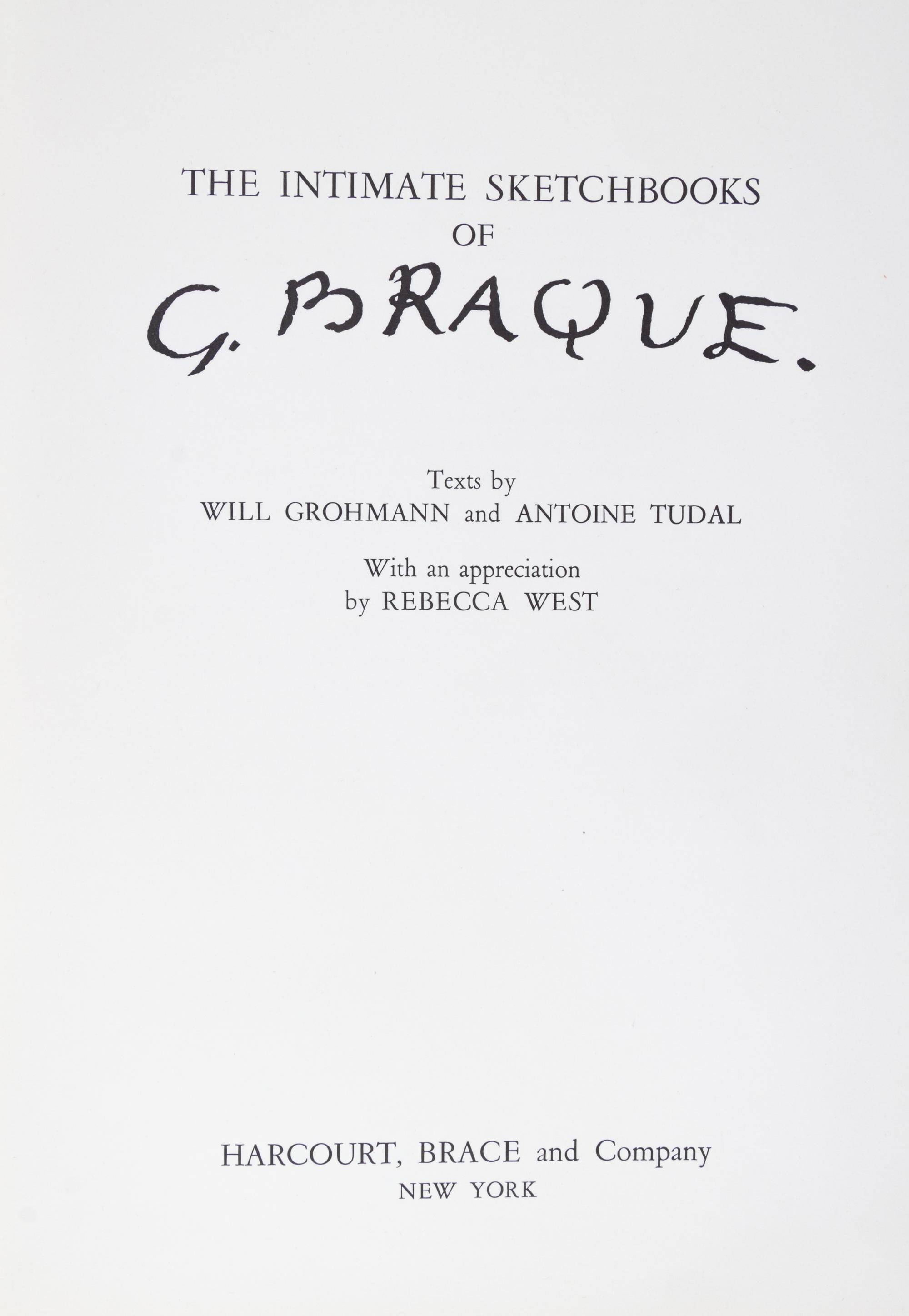 BRAQUE, GEORGE. The Intimate Sketchbooks of G. Braque. New York, (1955). First US edition.