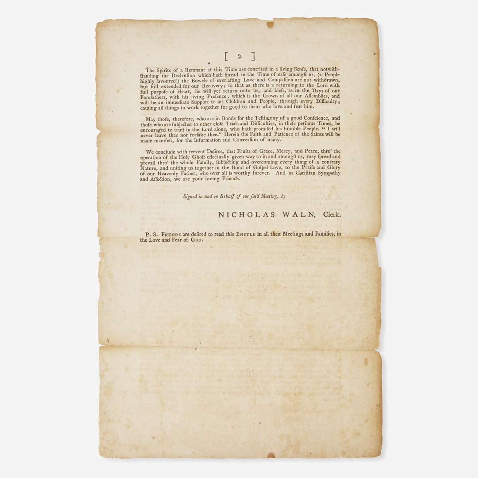 [Americana] [American Revolution] From our General Spring Meeting of Ministers and Elders, held in Philadelphia, for Pennsylvania and New-Jersey...from the 21st of the Third-month to the 24th of the same, inclusive, 1778