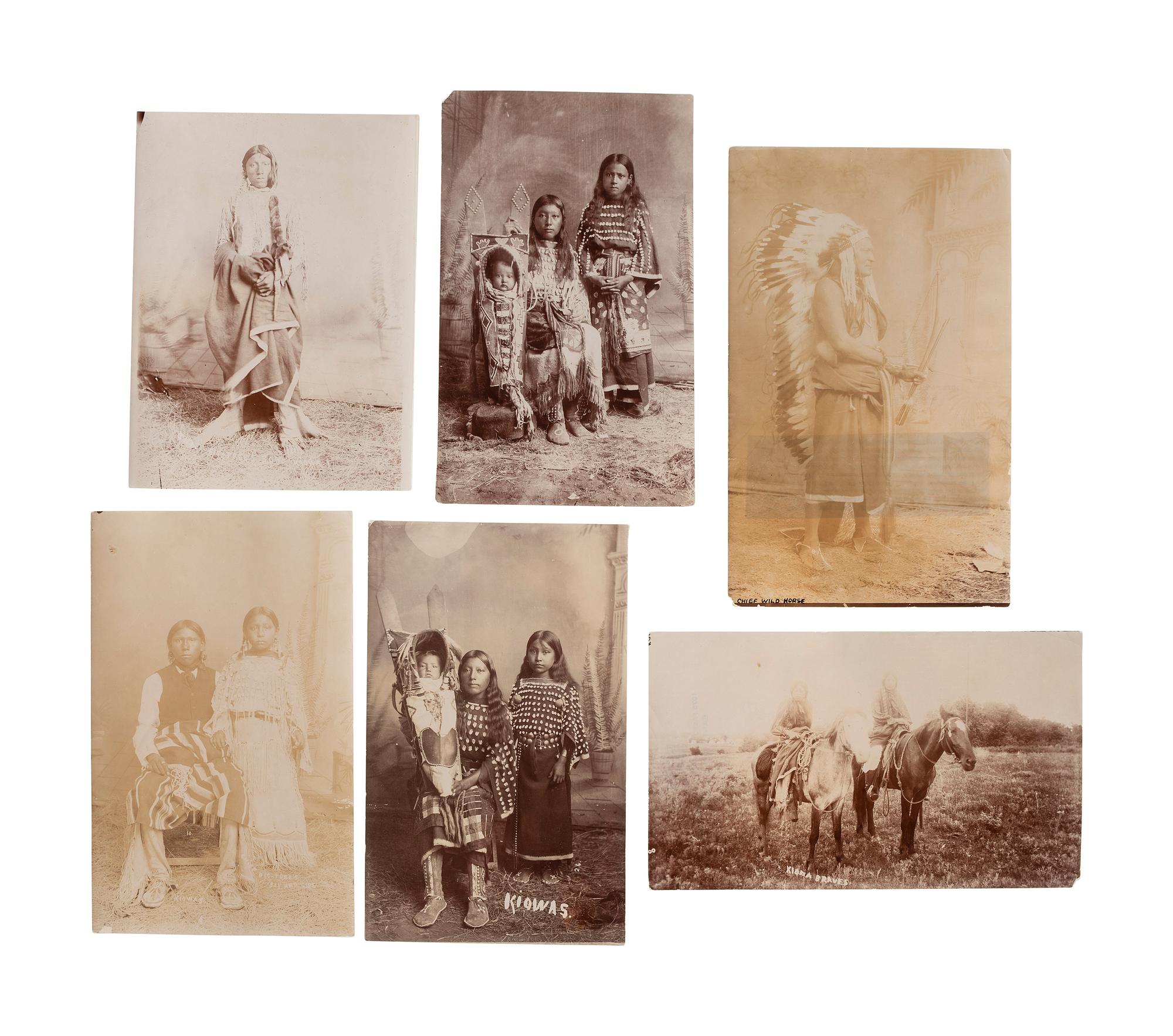 [NATIVE AMERICANS]. [LENNY & SAWYERS, photographers, attributed]. An exceptional group of 30 silver gelatin photographs of Kiowa. Ca 1890s.