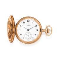 ELGIN, 14K YELLOW GOLD HUNTER CASE POCKET WATCH