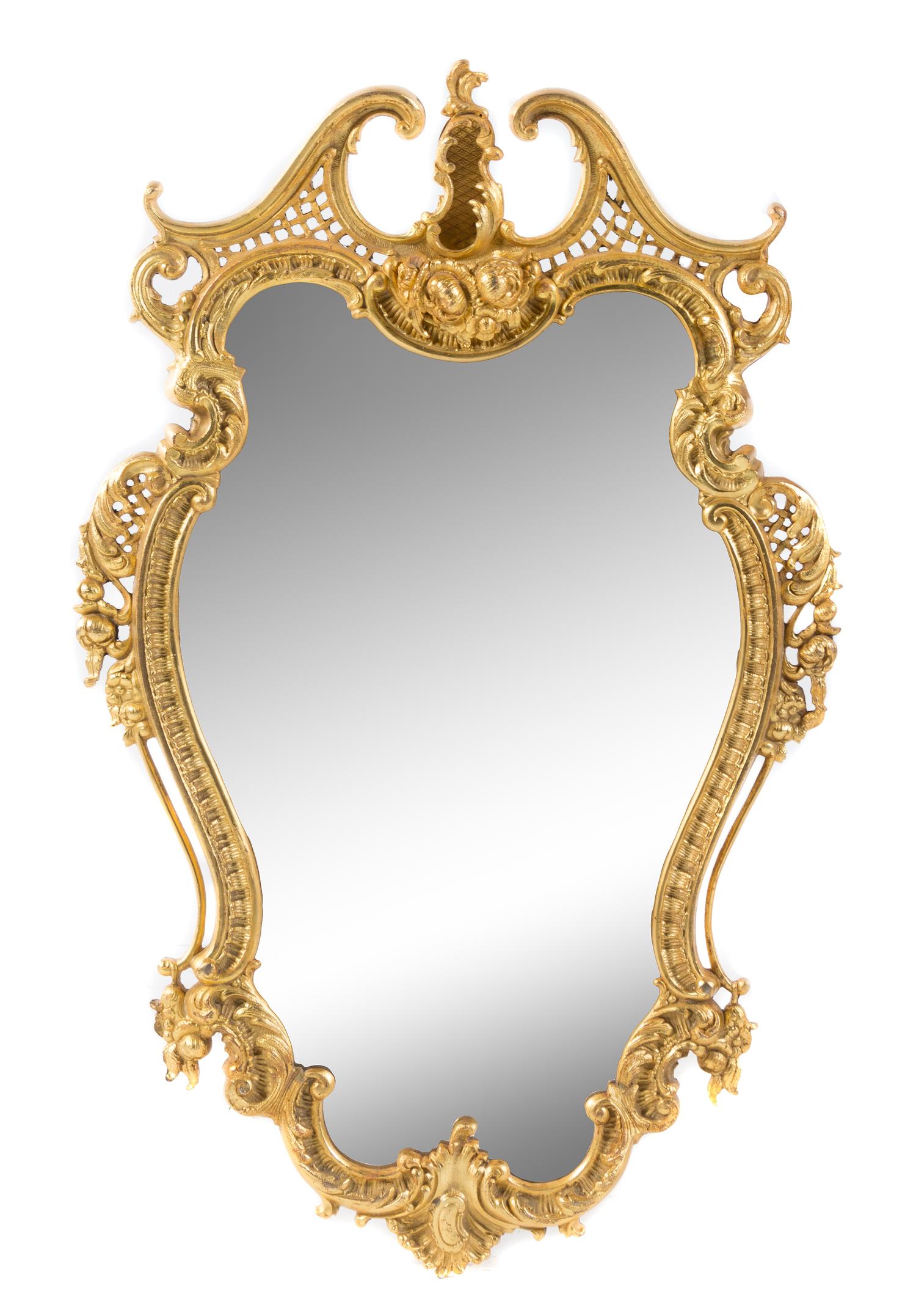 A Pair of Louis XV Style Gilt Bronze Mirrors Height 35 inches. — 20TH CENTURY