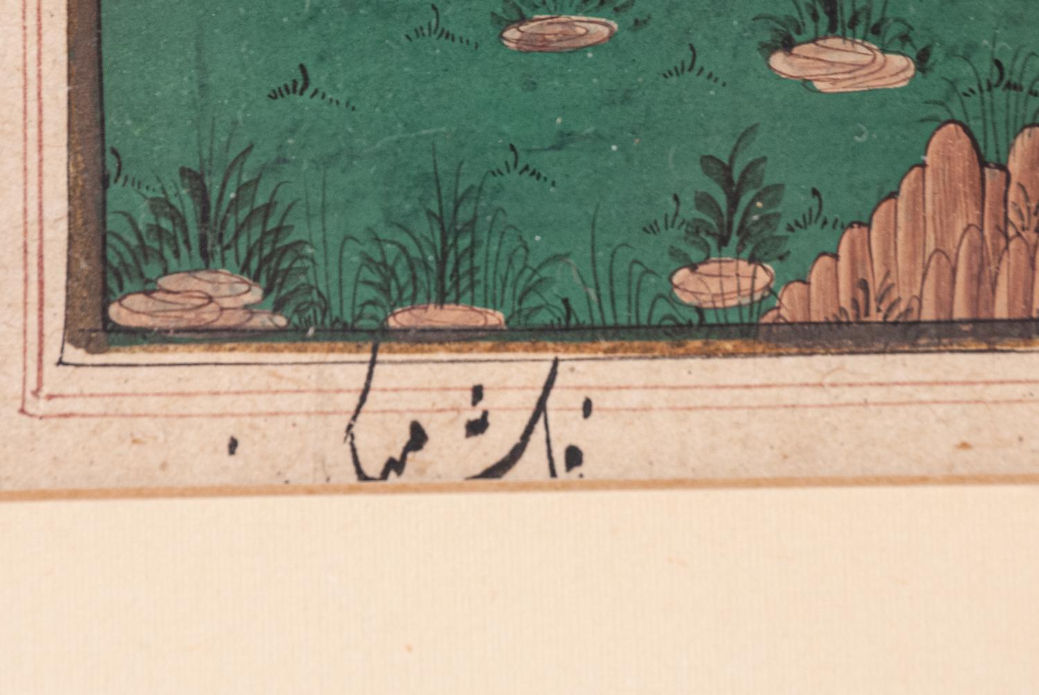 Four Indian Miniature Paintings and Manuscript Leaves