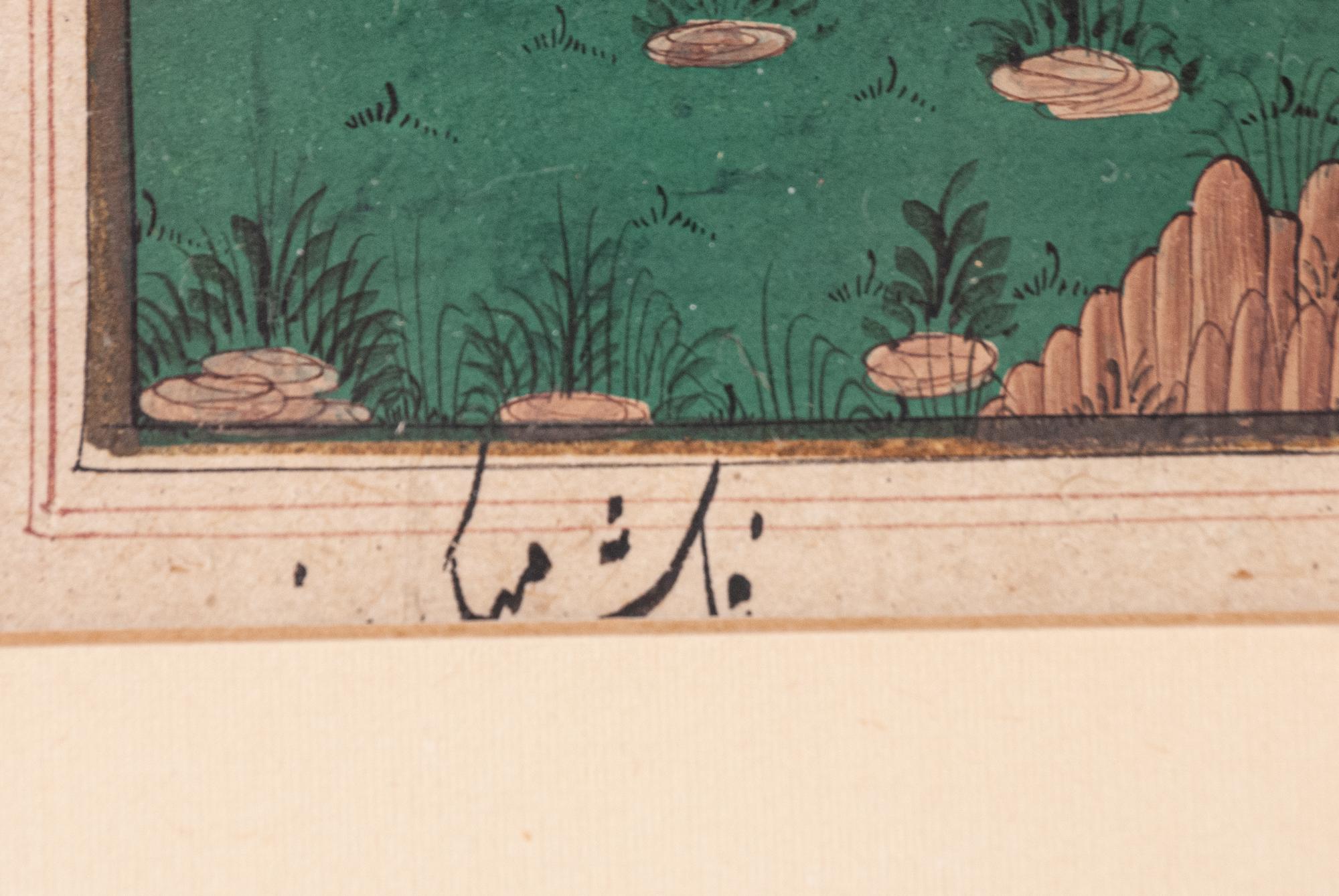 Four Indian Miniature Paintings and Manuscript Leaves