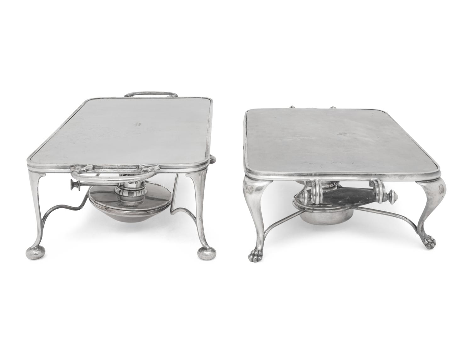 Two Silver Plate Table-Warming Stoves