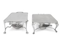 Two Silver Plate Table-Warming Stoves