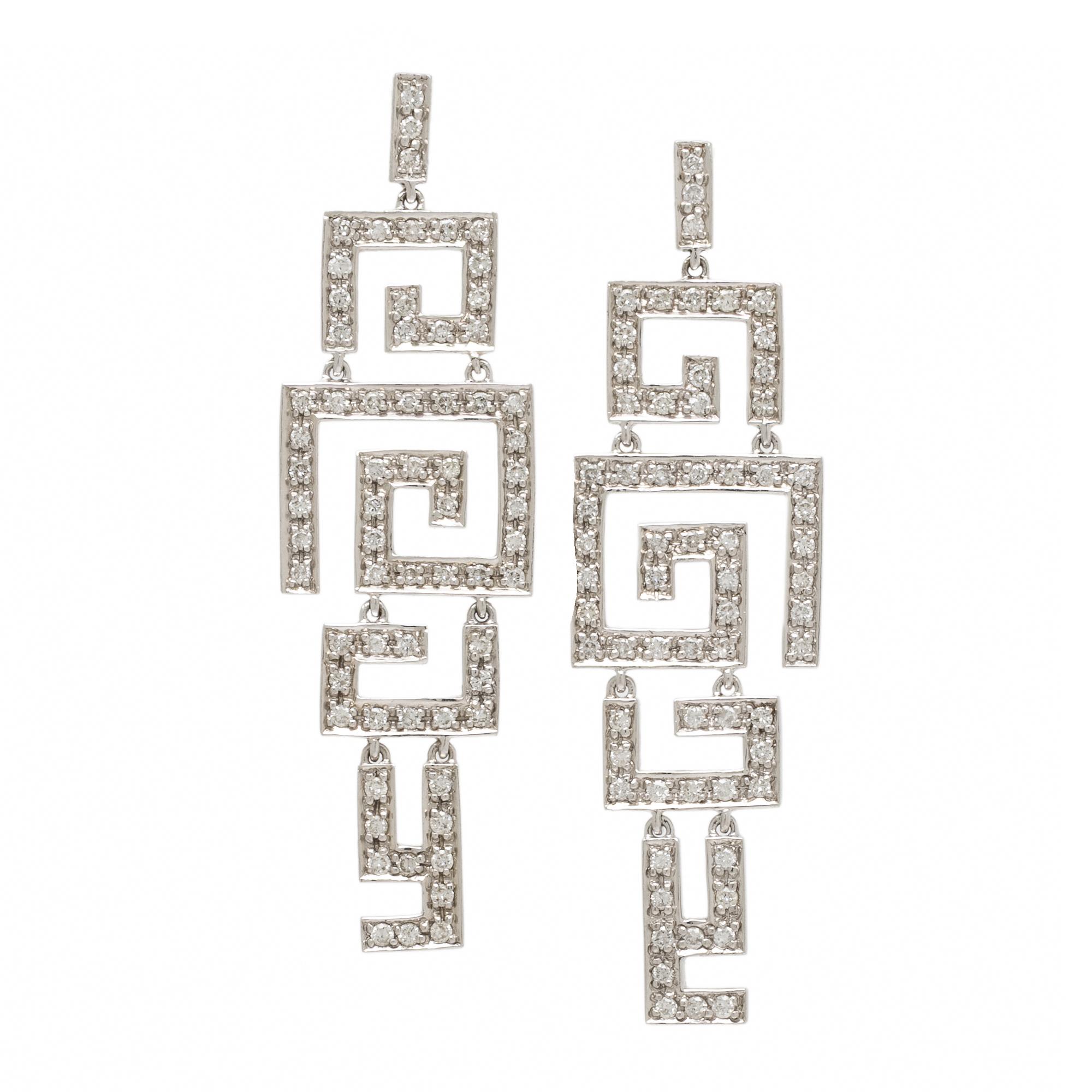 White Gold and Diamond Pendant Earrings