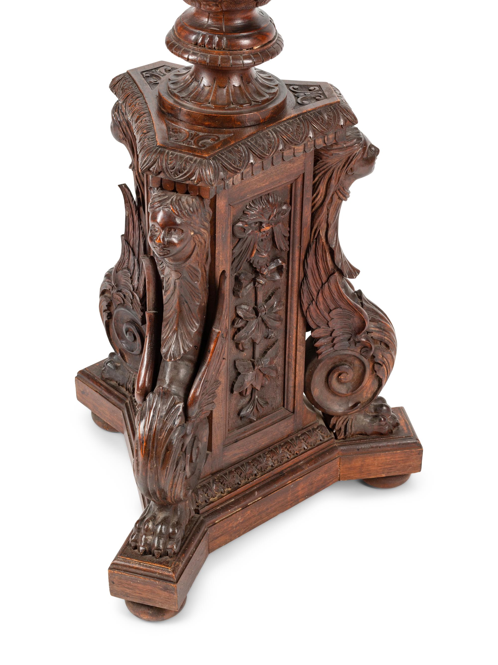 A Continental Carved Oak Pedestal