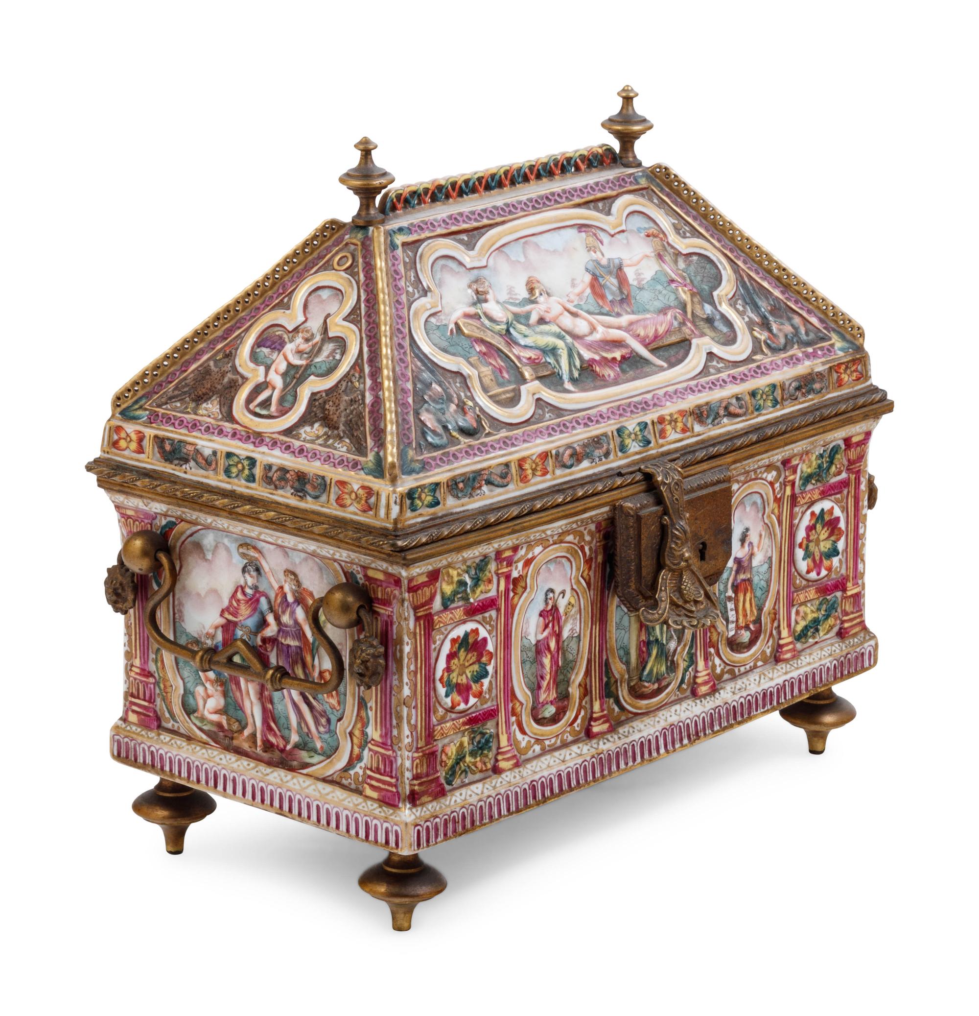A Capodimonte Porcelain Table Casket