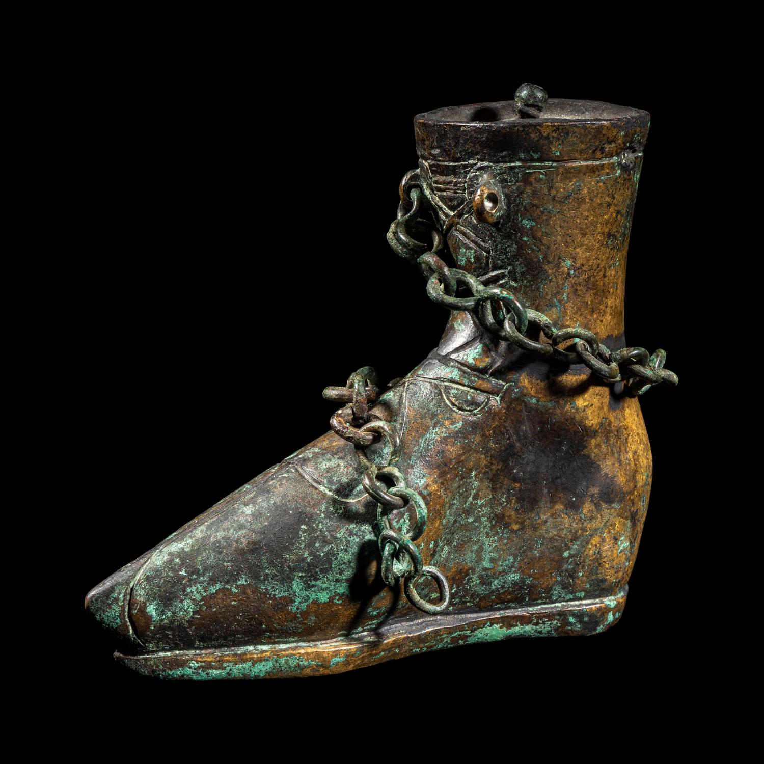 A Roman Bronze Balsamarium in the form of a Boot
