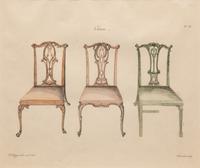 A Set of Eleven Giltwood-Framed French Colored Furniture Engravings