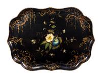 An English Parcel-Gilt and Polychromed Papier - Mâché Oval Tray — 19TH CENTURY