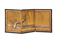 Two Japanese Painted Screens
