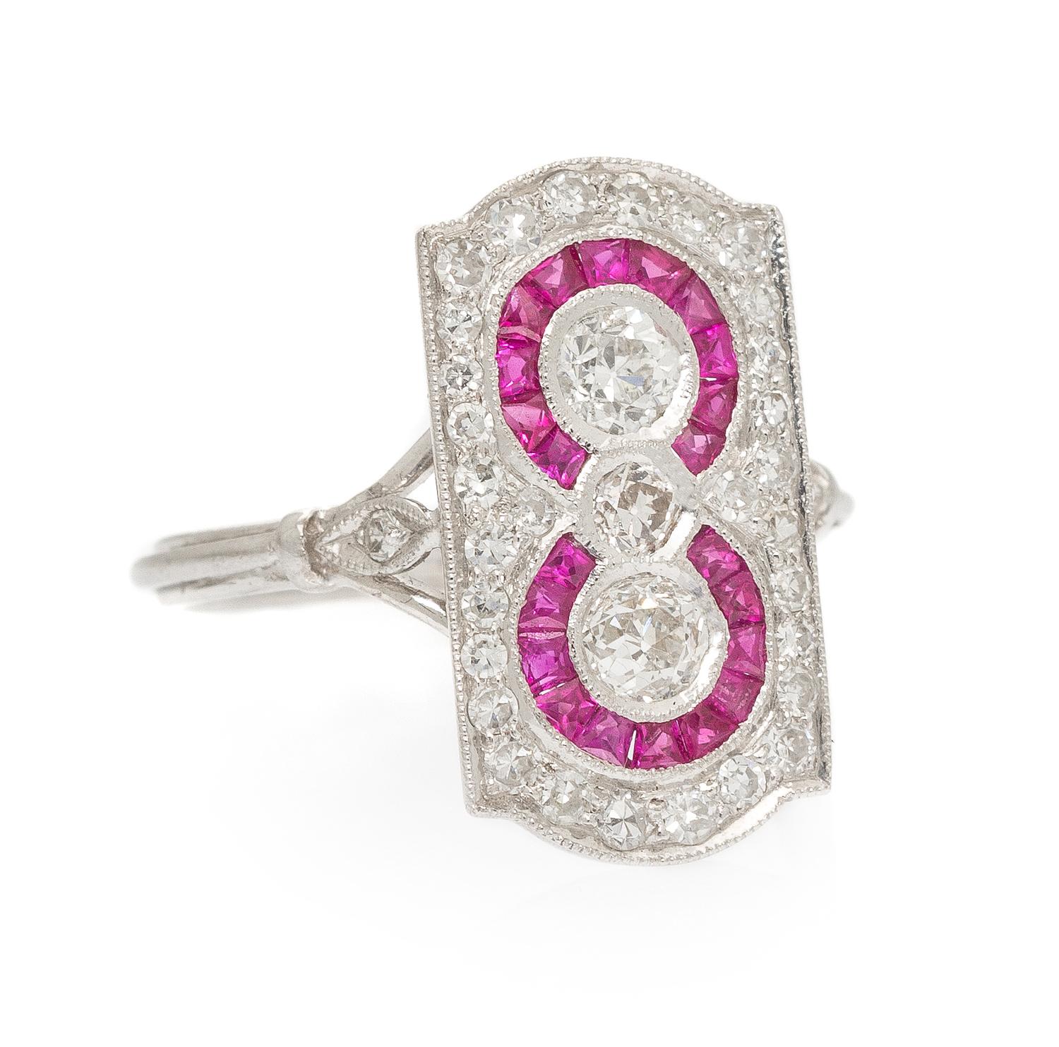 A White Gold, Diamond and Ruby Ring, 2.60 dwts.