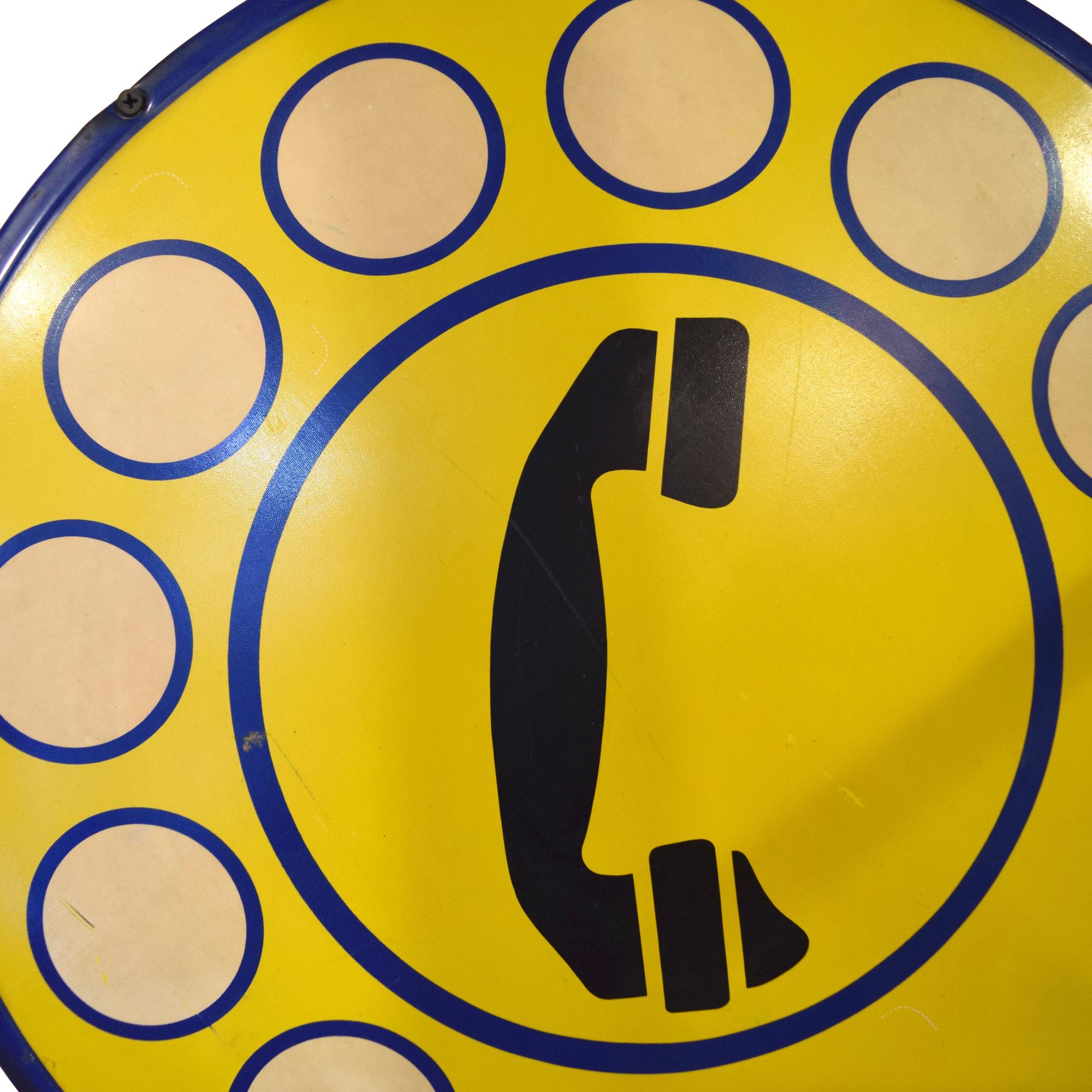 An Enameled Iron Telephone Sign 19" W x .5" D x 19" H — Italy, Mid-20th Century