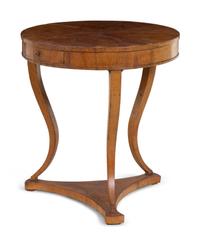 A Biedermeier Star-Inlaid Fruitwood Side Table
