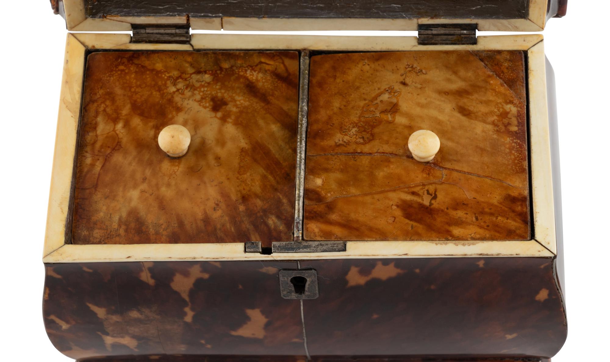 A Regency Tortoise Shell Tea Caddy