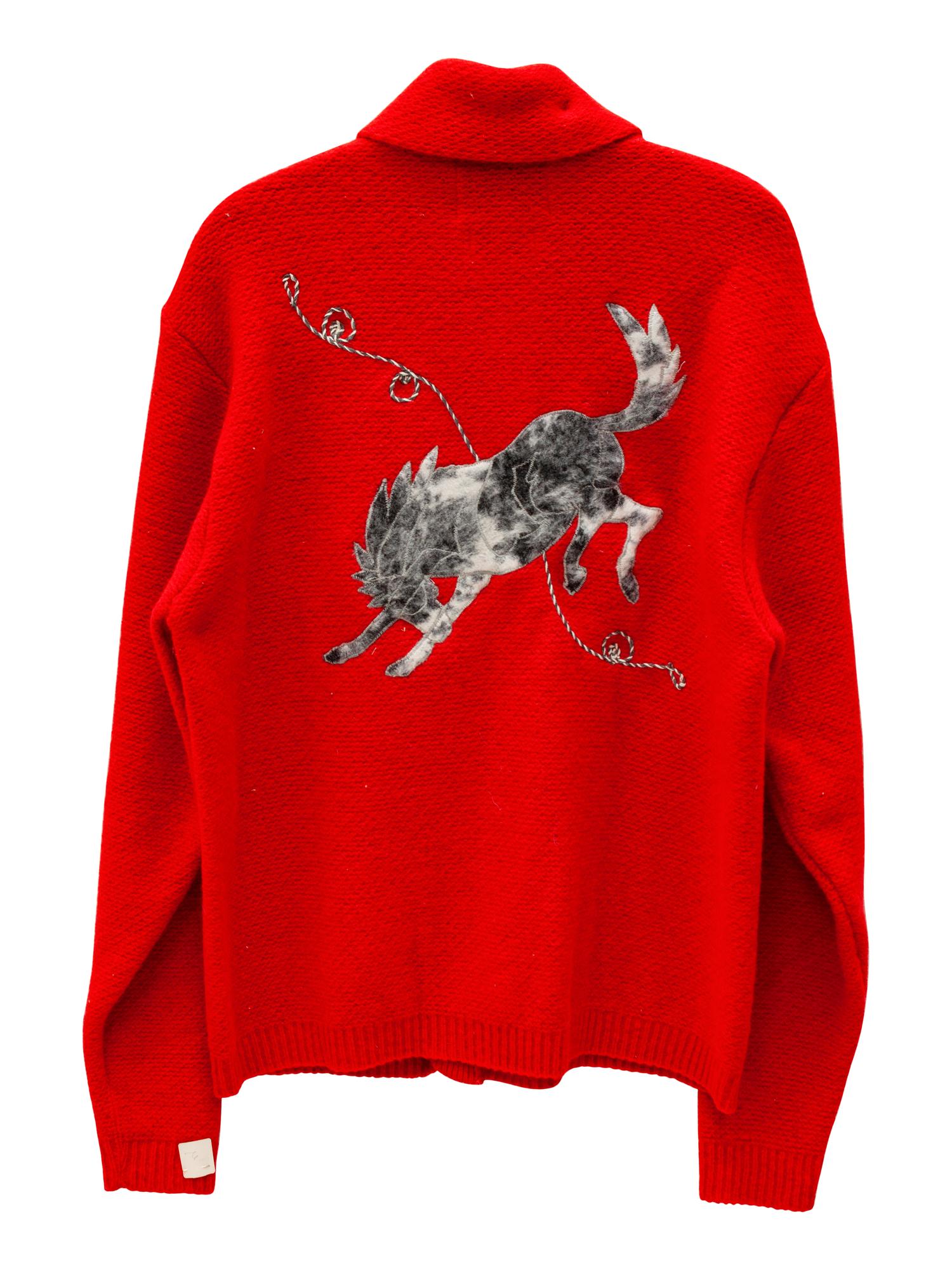 Five H Bar C Bronc-Shawl Wool Sweaters with horse and rope embellishments
