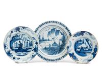 Three Delftware Chinese Export Style Plates