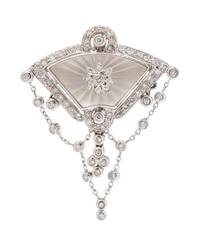 A White Gold, Rock Crystal and Diamond Pendant/Brooch,