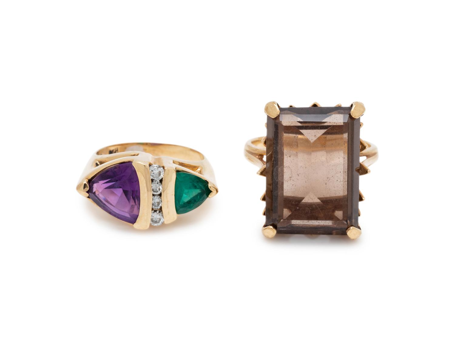 COLLECTION OF GOLD AND MULTIGEM RINGS