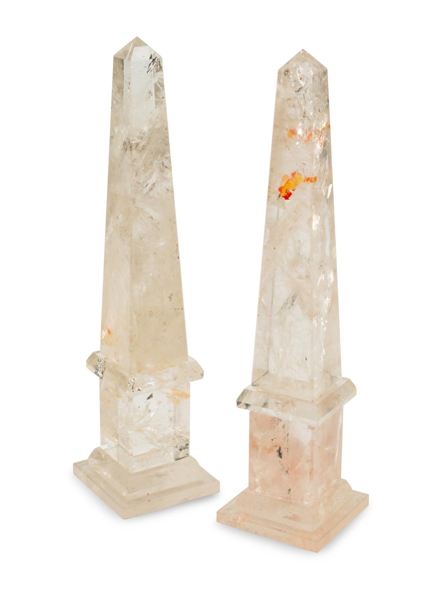 A Pair of Rock Crystal Obelisks