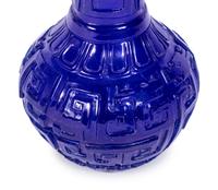 A Chinese Carved Transparent Sapphire Blue Glass Bottle Vase
