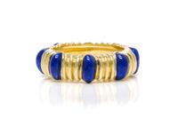An 18 Karat Yellow Gold and Blue Enamel Band, Tiffany & Co., 5.00 dwts.