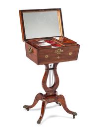 A Regency Brass Inlaid Tulipwood Tea Poy