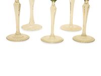 A Collection of Bohemian Cut-to-Clear Colored Glass Wine Goblets — 19th Century