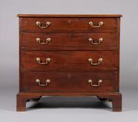 A George III Mahogany Chest of Drawers, Height 34 3/8 x width 36 1/4 x depth 21 inches.