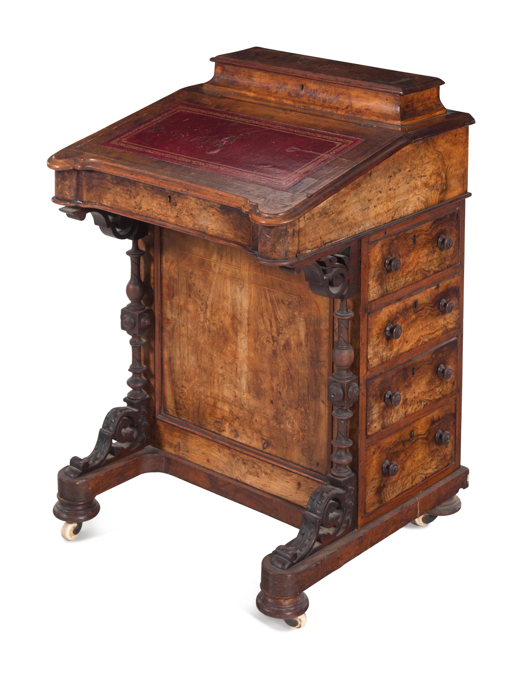 A Victorian Walnut Davenport Desk