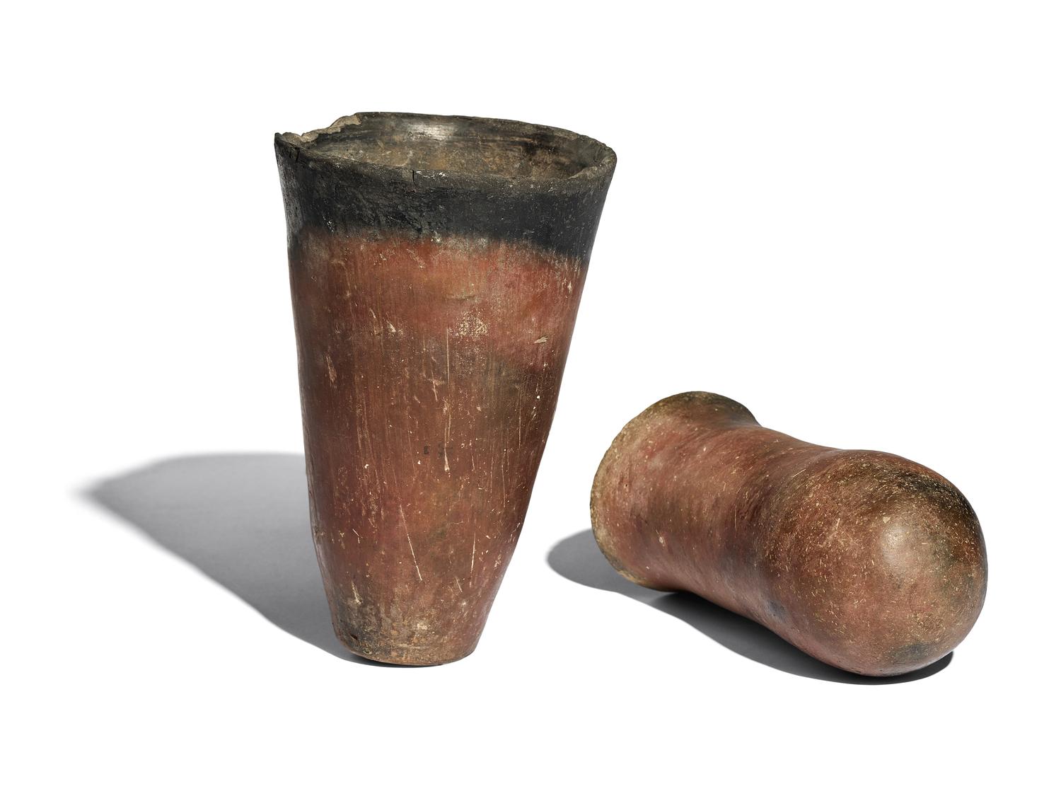 Two Egyptian Black-Topped Pottery Jars