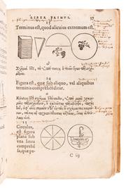 EUCLID (fl. ca 300 B.C.). Euclidis Elementorum libri XV Graece & Latine ... Paris: Apud Hieronymum de Marnef & Guillaume Cavellat, 1537 .