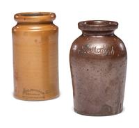 Two Stoneware Canning or Preserves Jars