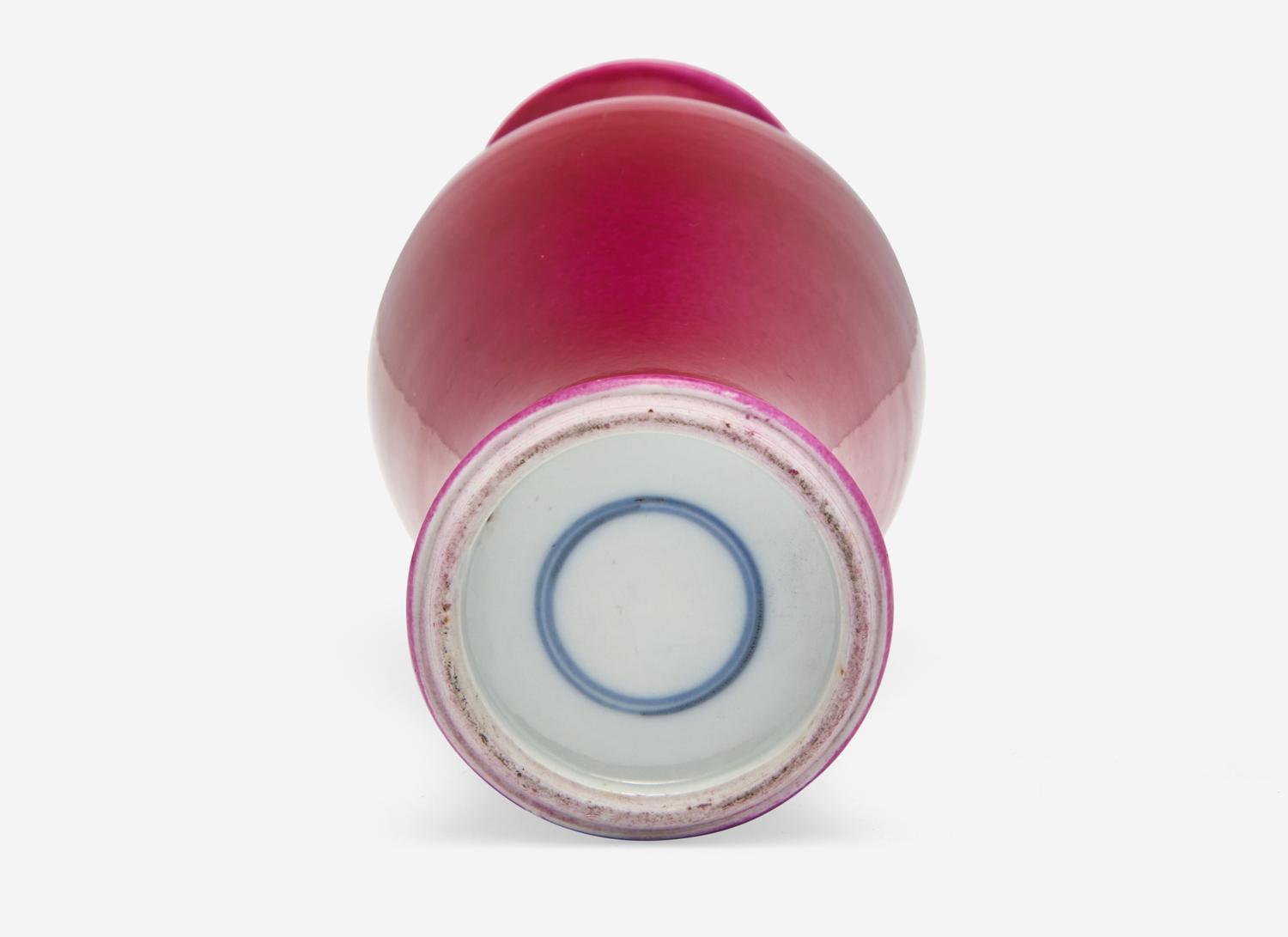 A Chinese Ruby Enameled Porcelain Baluster Vase