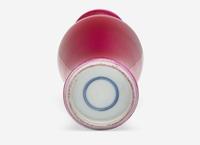 A Chinese Ruby Enameled Porcelain Baluster Vase