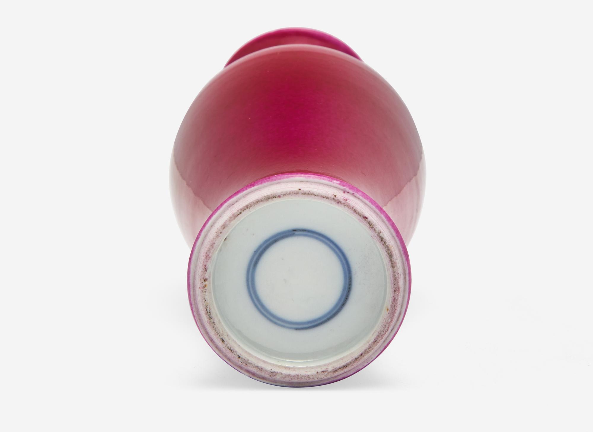 A Chinese Ruby Enameled Porcelain Baluster Vase