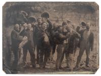[CIVIL WAR]. Quarter plate tintype of group of soldiers celebrating Union victory at the First Battle of Memphis. N.p.: n.p., June 1862.
