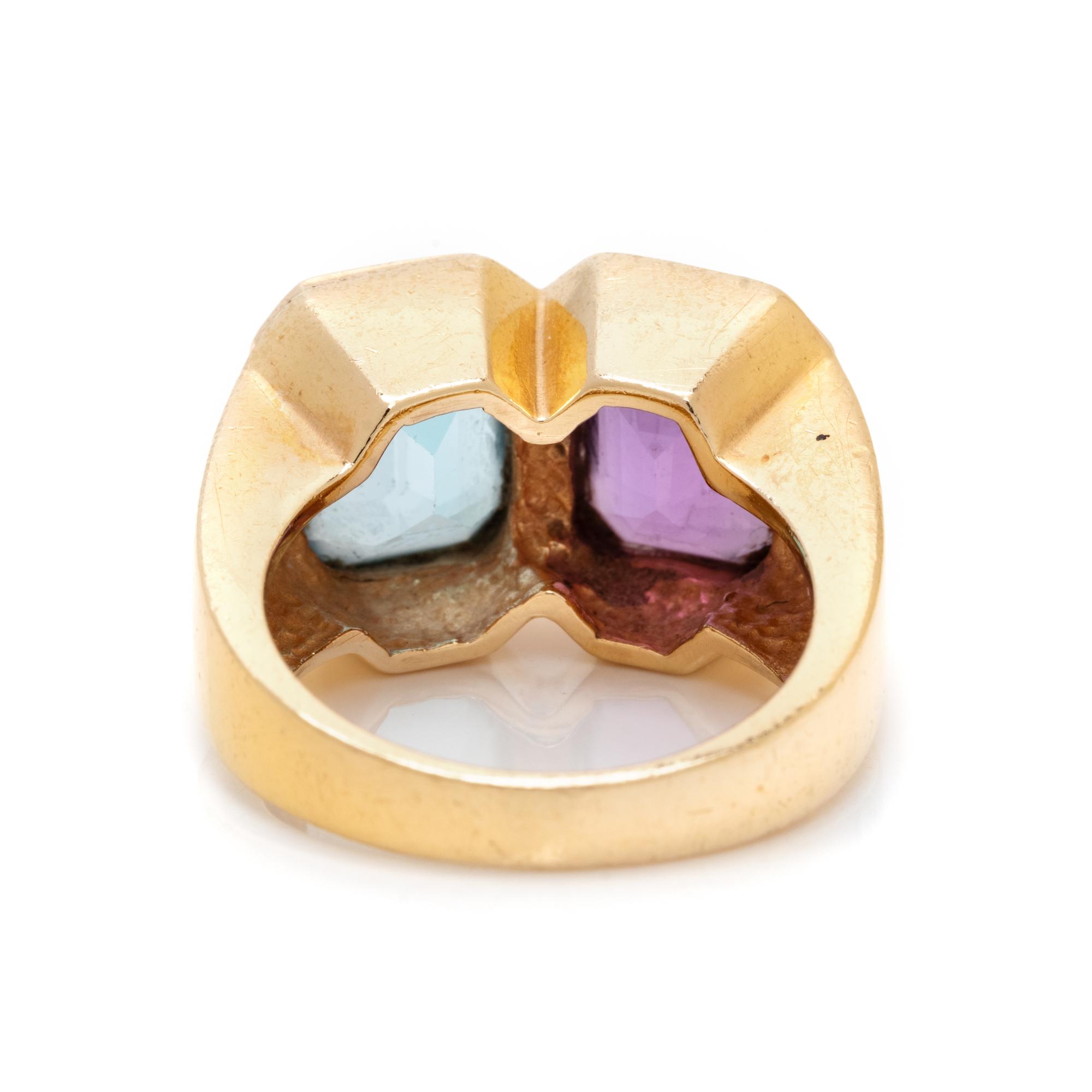AMETHYST AND BLUE TOPAZ RING
