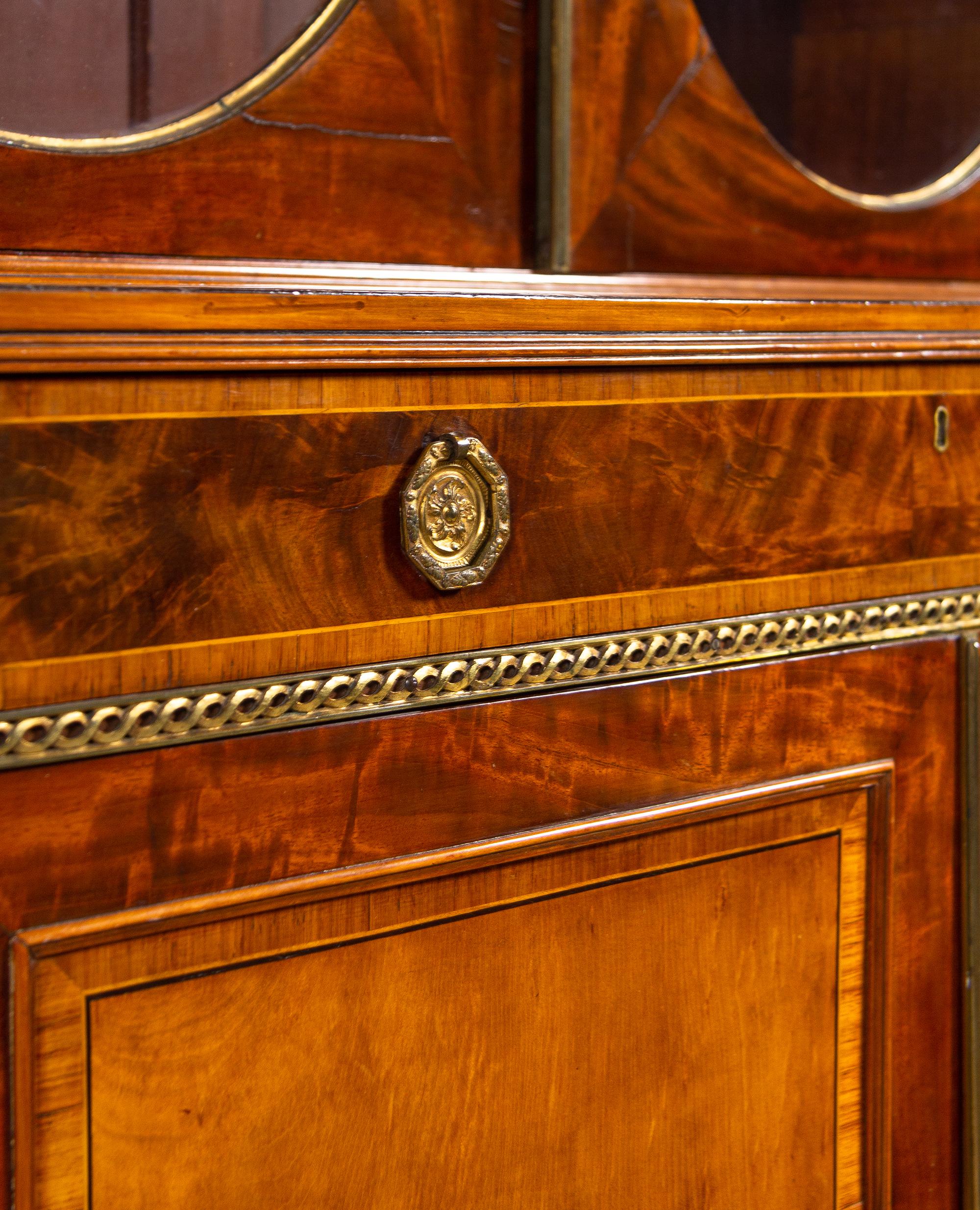 A George III Gilt Bronze Mounted Satinwood, Tulipwood and Mahogany Ladies' Writing Cabinet