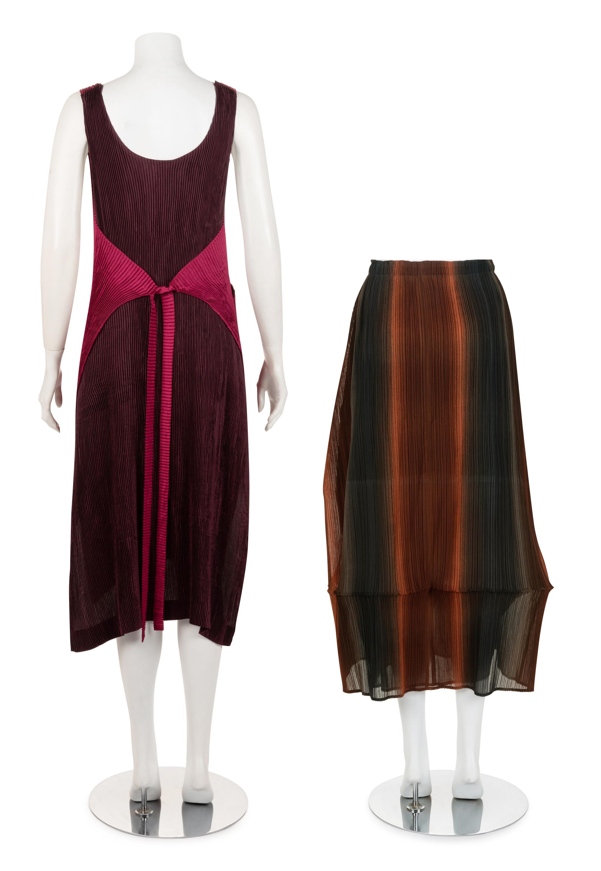 Two Issey Miyake Pleated Items: One 'Apron' Dress and One Skirt, Fall/Winter 1995-96
