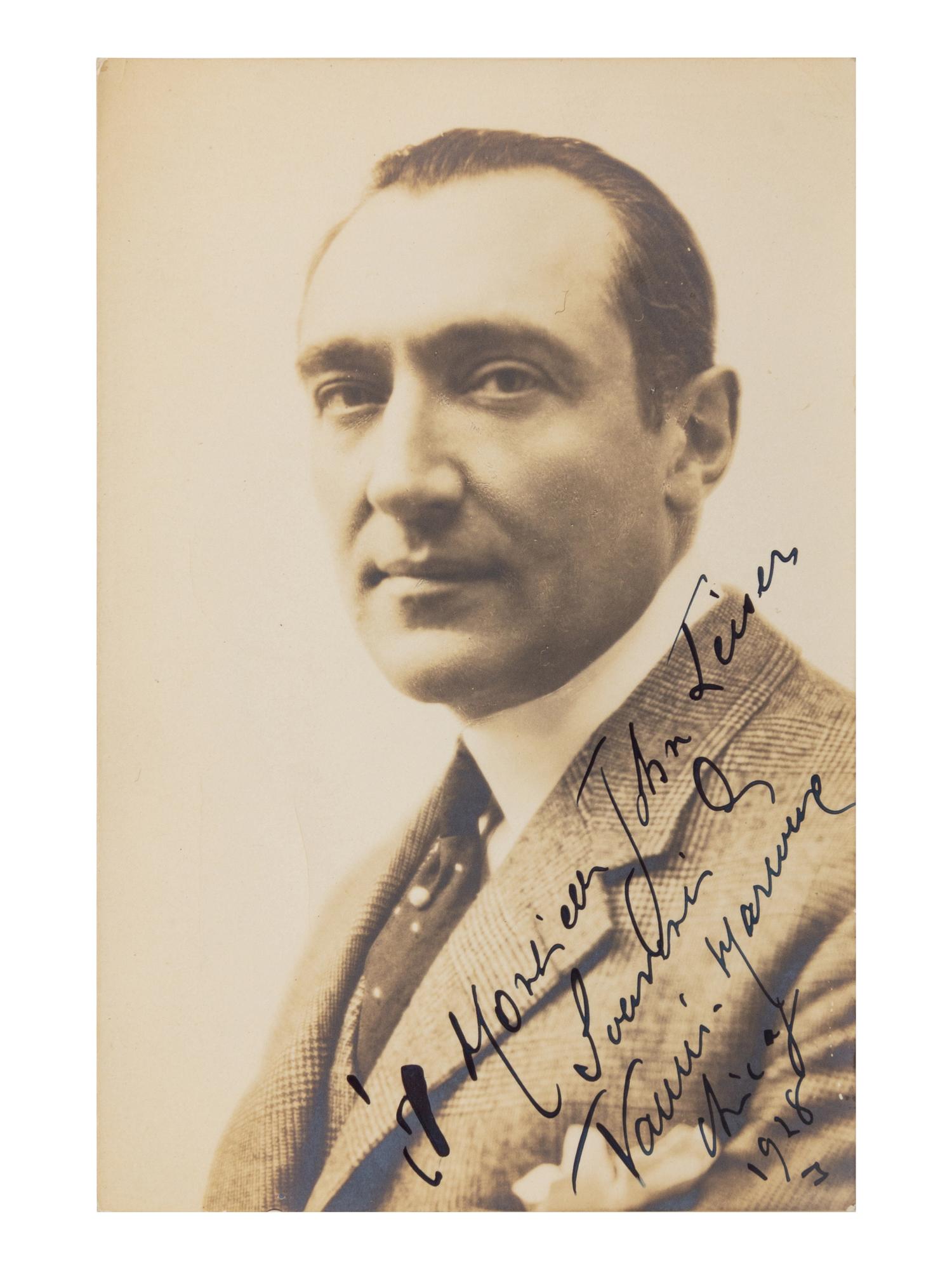 [20TH-CENTURY OPERA SINGERS]. A group of 7 photographs or photographic postcards of opera singers from the 1920s, most signed and inscribed, comprising images of: