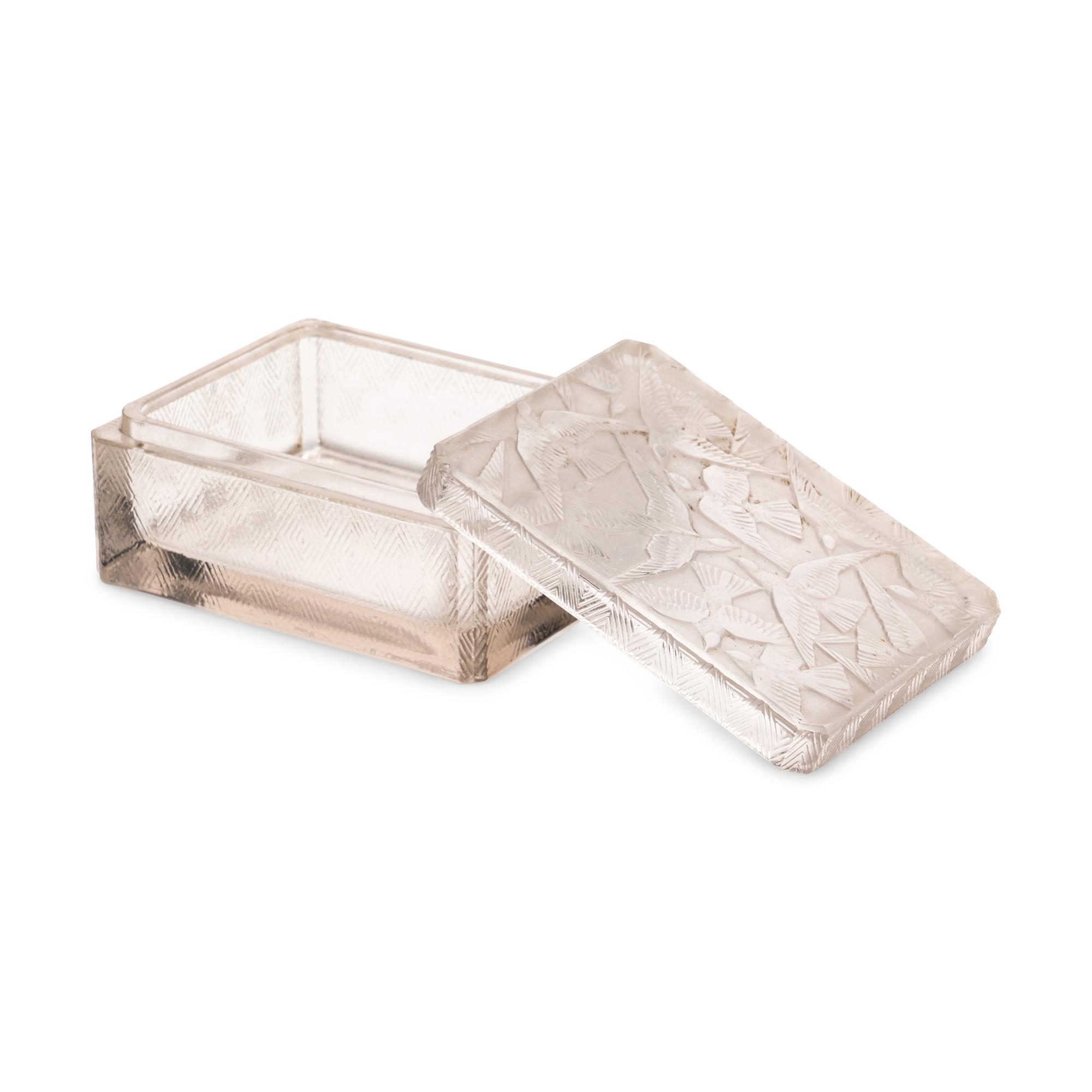 A René Lalique Glass Hirondelles Table Casket