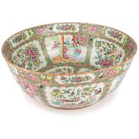 A Chinese Export Rose Medallion Punch Bowl