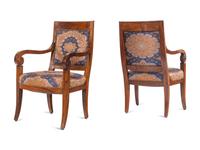 A Pair of Louis Philippe Style Mahogany Fauteuils