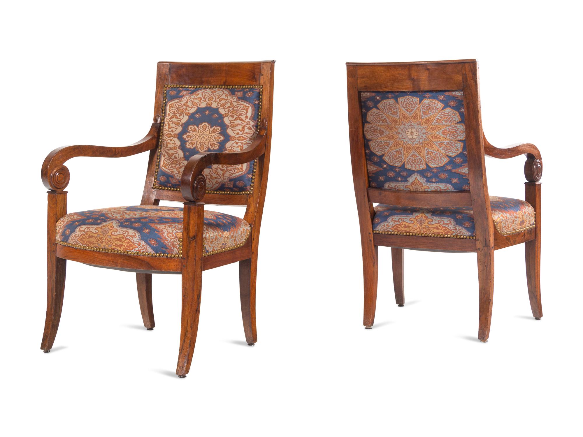 A Pair of Louis Philippe Style Mahogany Fauteuils