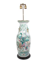 A Large Famille Rose Porcelain Vase Mounted as a Lamp