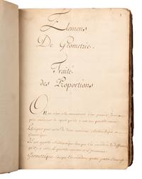[MANUSCRIPTS—MATHEMATICS]. “Elemens de Geometrie a l’usage des enfans de France.” [France, 18th century].